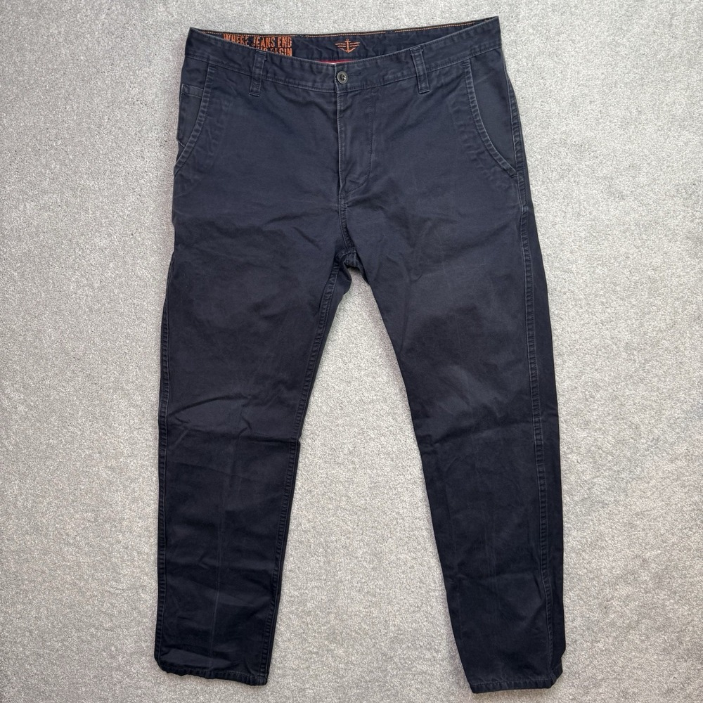 Dockers Alpha Slim Tapered Mens 34x32 Black Chinos Tattoo Pocket Lining Pants
